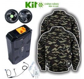 [2 Áo KITO + 1 Bộ Quạt 22V] Chính Hãng Pin 28.000mAh Chạy 10 - 20 Giờ, Áo Không Mũ 4 Màu BH 12 Tháng
